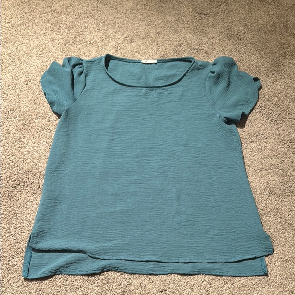 Teal Puff Sleeve Top